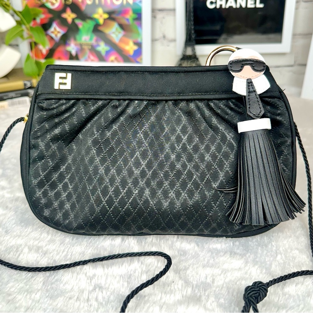 FENDI black crossbody or shoulder bag quilted soft cloth! So cute. “GREAT!” - Picture 5 of 16